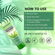 Refreshing Face Wash with Aloe Vera 100ml | Refreshing Deep Cleansing Face Wash for Men & Women | Hydrating Anti-Acne Gentle Cleanser | Soap-Free Formula