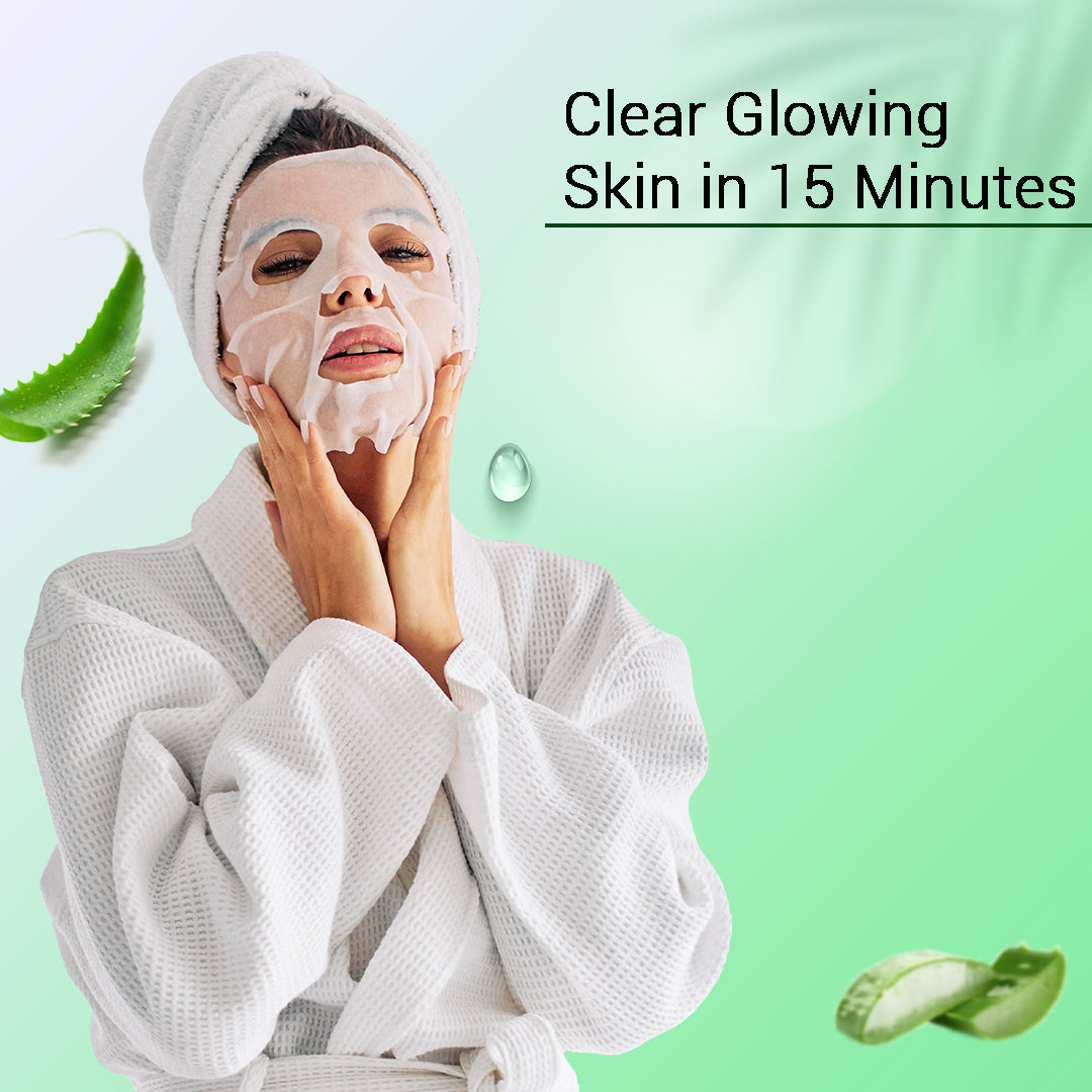Aloe Vera Facial Sheet Mask Pack of 3 | Soothing, Hydrating & Skin Repair Face Masks