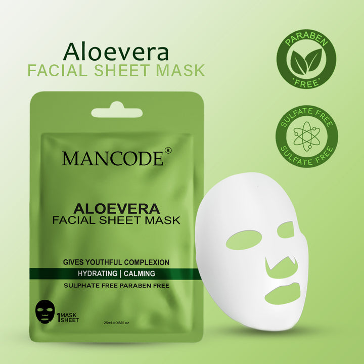 Aloe Vera Facial Sheet Mask Pack of 3 | Soothing, Hydrating & Skin Repair Face Masks