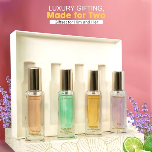 Elegant Perfume Gift Set for Men & Women 4x20ml | Long Lasting Mini Perfume Combo | Splendid, Opulent, Elegant, Luxe | Premium Unisex Fragrance Set