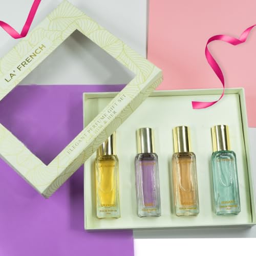 Elegant Perfume Gift Set for Men & Women 4x20ml | Long Lasting Mini Perfume Combo | Splendid, Opulent, Elegant, Luxe | Premium Unisex Fragrance Set