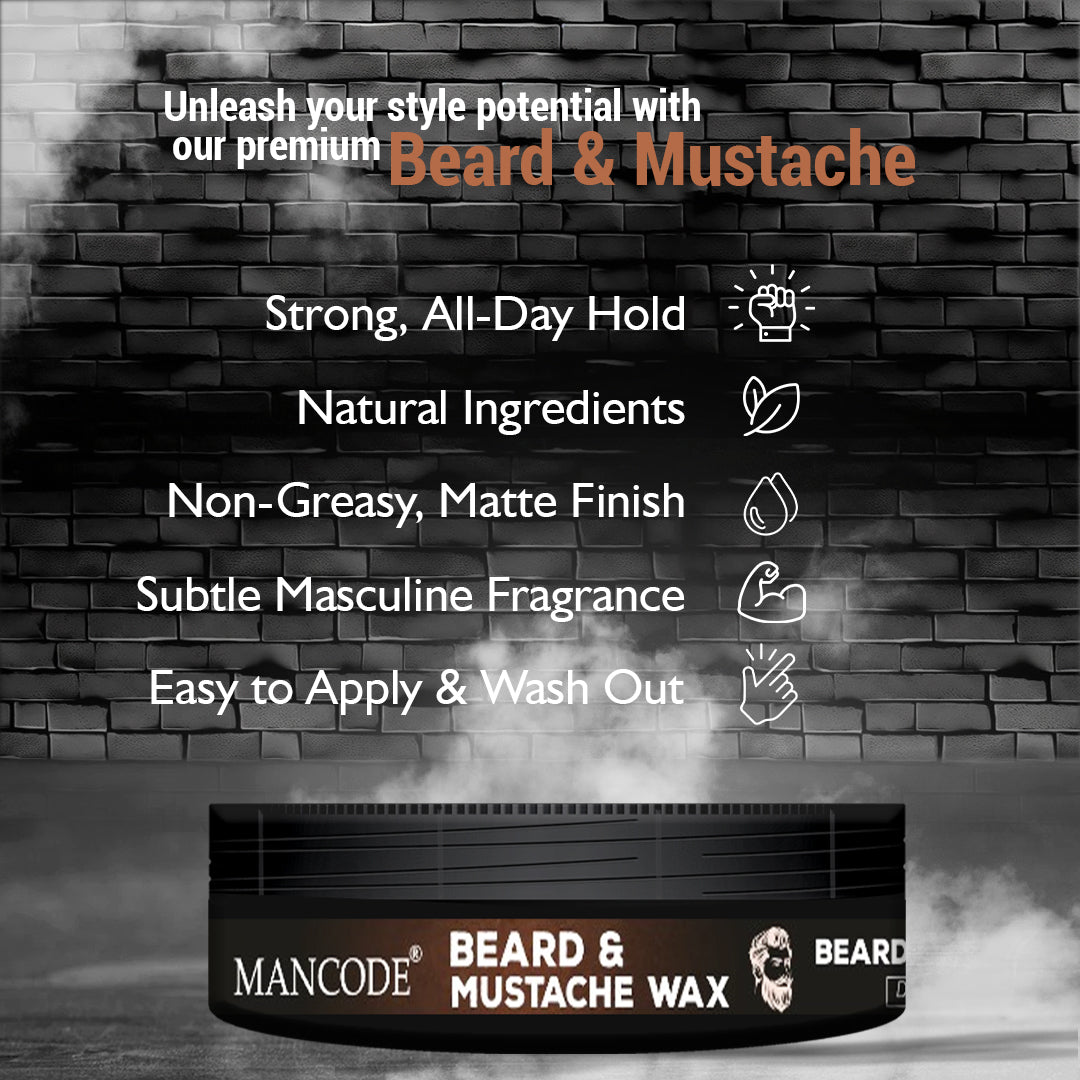 Beard & Mustache Wax Strong Hold | Long-Lasting Styling, Frizz Control & Deep Nourishment