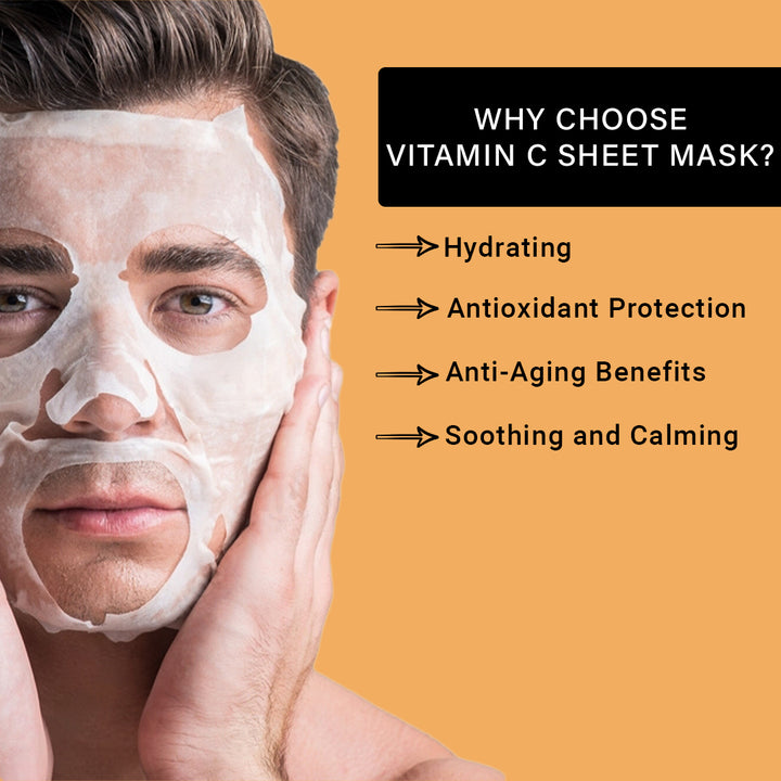Vitamin C Facial Sheet Mask Pack of 3 | Brightening, Hydrating & Skin Glow Boosting Face Masks