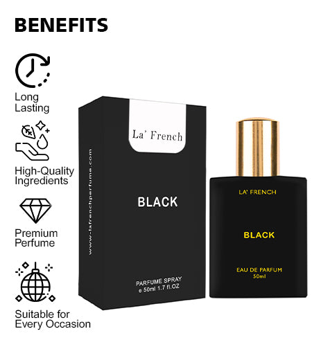Black Perfume for Men & Women 50ml | Long Lasting Dark Woody Spicy Fragrance | Premium Unisex Eau De Parfum | Bold & Mysterious Scent promises
