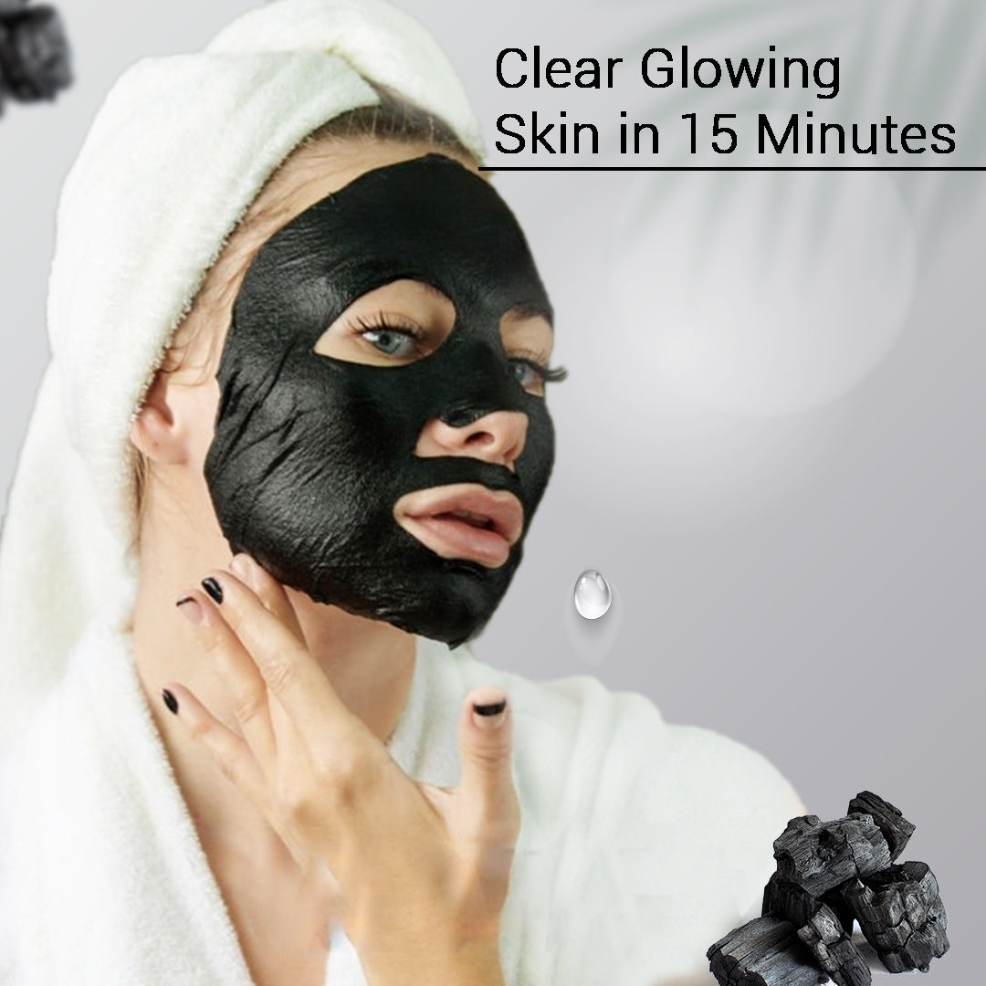Charcoal Facial Sheet Mask Pack of 3 | Deep Detox, Pore Cleansing & Oil Control Face Masks