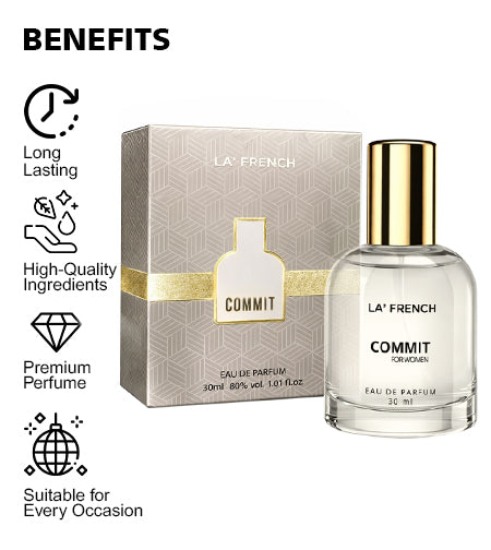Commit Perfume for Women 30ml | Long Lasting Floral Fruity Romantic Fragrance | Premium Eau De Parfum for Women | Soft & Elegant Daily Wear Scent promises