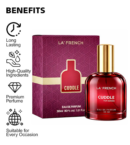Cuddle Perfume for Women 30ml | Long Lasting Soft Floral Musky Fragrance | Premium Eau De Parfum | Warm & Romantic Daily Wear Scent promises