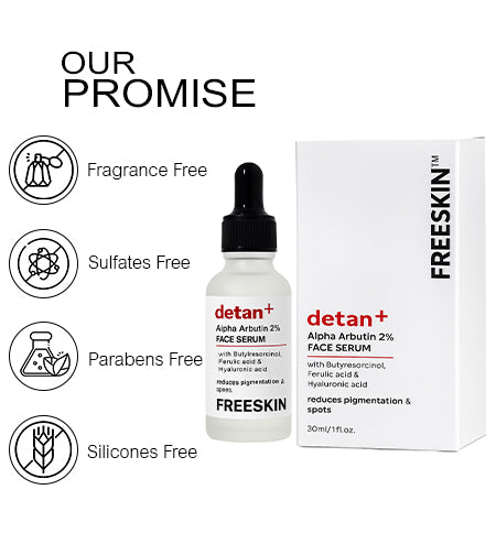 De-Tan Face Serum (30ml) | 2% Alpha Arbutin Brightening & Tan Removal Serum with Hyaluronic Acid for Even Skin Tone promises