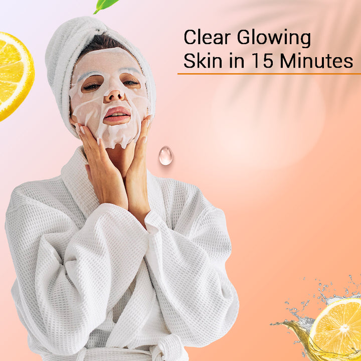 Vitamin C Facial Sheet Mask Pack of 3 | Brightening, Hydrating & Skin Glow Boosting Face Masks