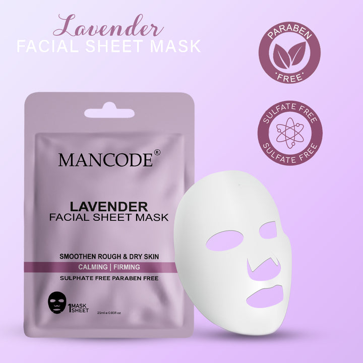 Lavender Facial Sheet Mask Pack of 3 | Calming, Hydrating & Skin Relaxing Face Masks