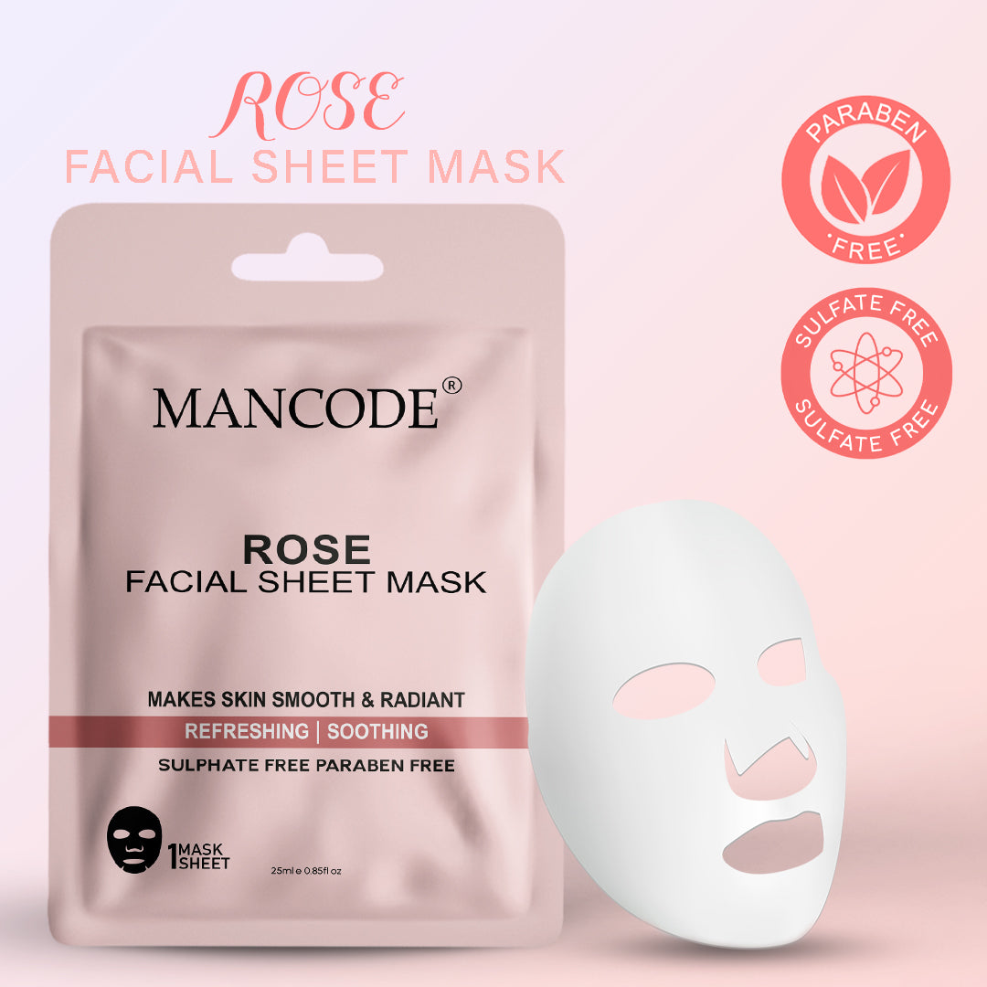 Rose Facial Sheet Mask Pack of 3 | Hydrating, Soothing & Glow Enhancing Face Masks