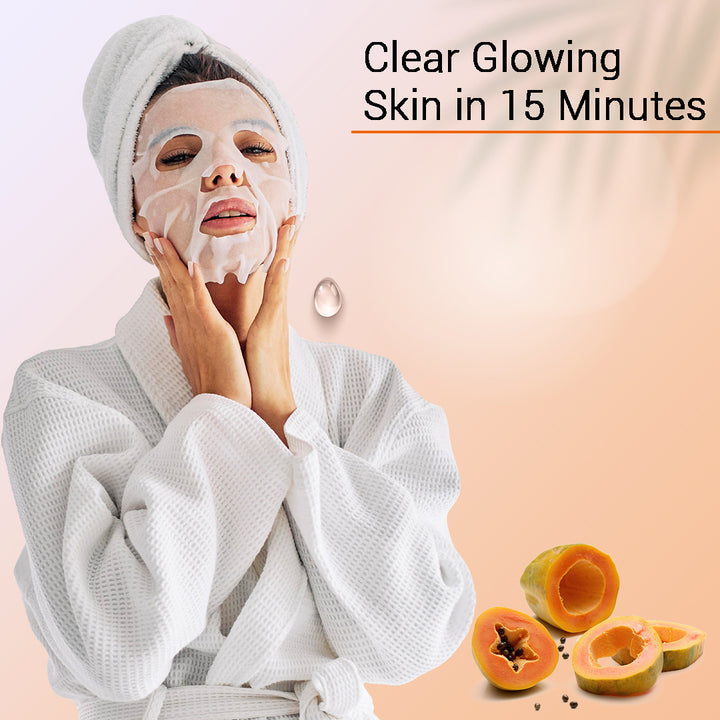 Papaya Facial Sheet Mask Pack of 3 | Skin Brightening, Tan Removal & Deep Nourishing Face Masks