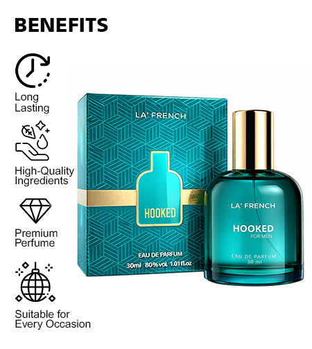 Hooked Perfume for Men 30ml | Long Lasting Fresh Spicy Woody Fragrance | Premium Eau De Parfum | Addictive & Confident Daily Wear Scent promises