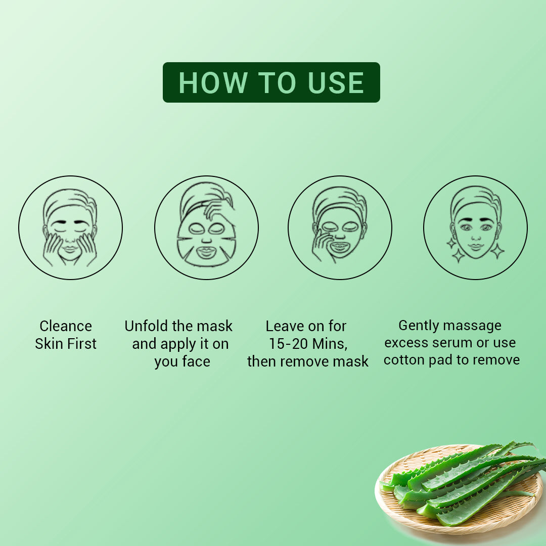Aloe Vera Facial Sheet Mask Pack of 3 | Soothing, Hydrating & Skin Repair Face Masks