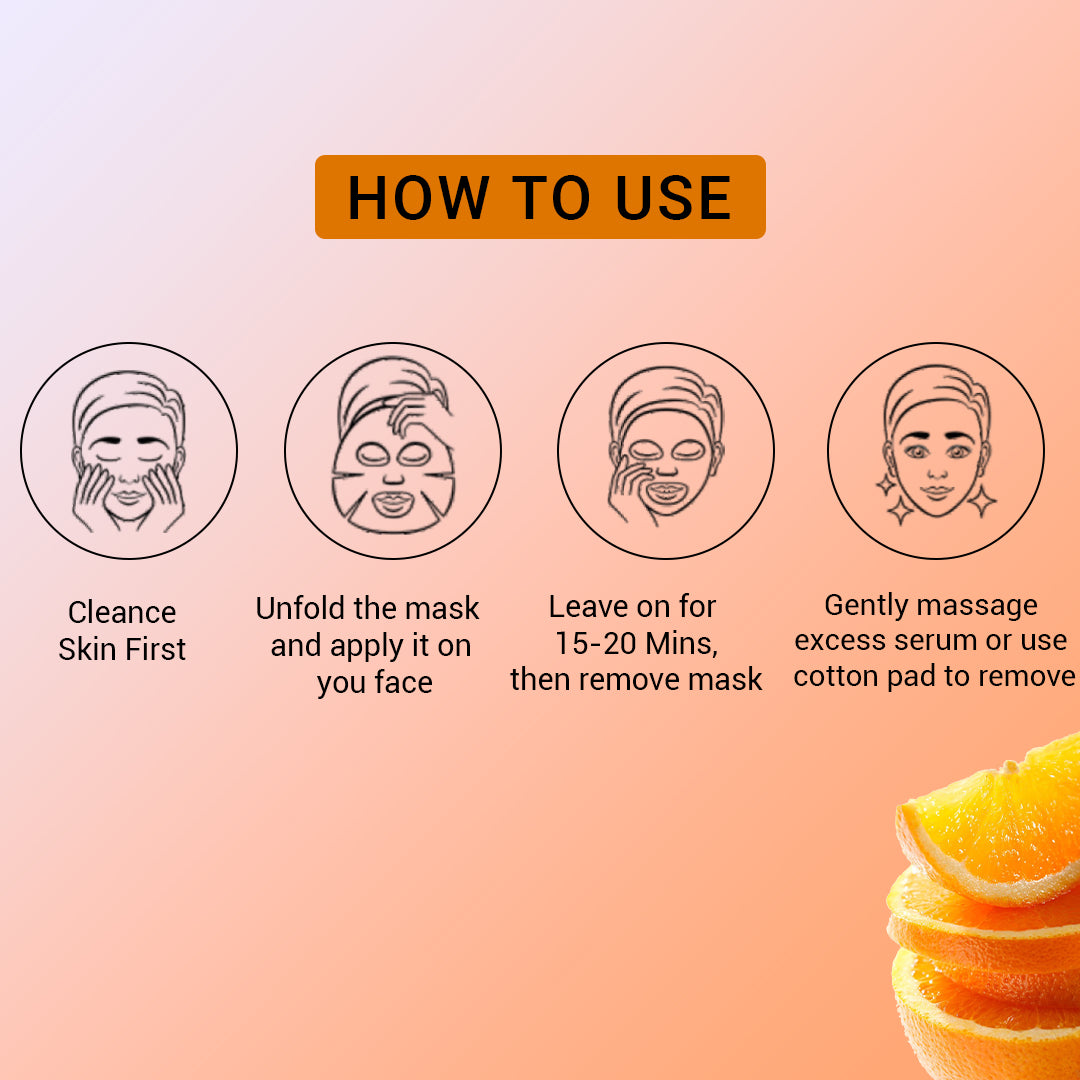 Vitamin C Facial Sheet Mask Pack of 3 | Brightening, Hydrating & Skin Glow Boosting Face Masks