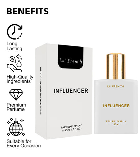 Influencer Perfume for Men & Women 50ml | Long Lasting Fresh Fruity Floral Fragrance | Premium Unisex Eau De Parfum | Modern & Trendy Scent promises