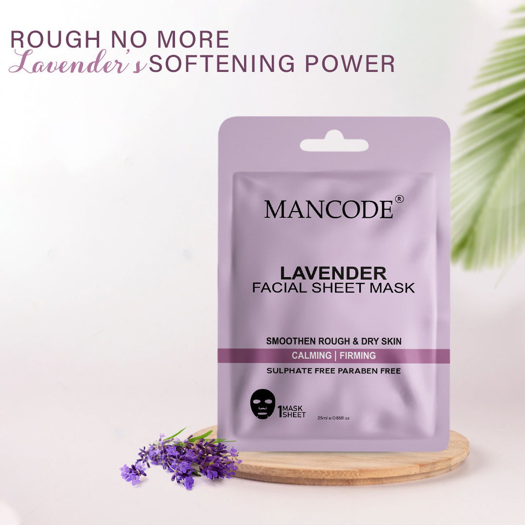 Lavender Facial Sheet Mask Pack of 3 | Calming, Hydrating & Skin Relaxing Face Masks
