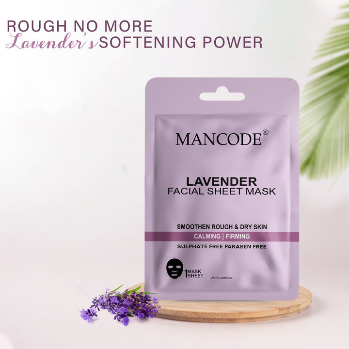 Lavender Facial Sheet Mask Pack of 3 | Calming, Hydrating & Skin Relaxing Face Masks