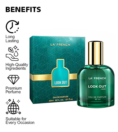 Look Out Perfume for Men & Women 30ml | Long Lasting Fresh Citrus Aquatic Unisex Fragrance | Premium Eau De Parfum | Energetic Daily Wear Scent promises