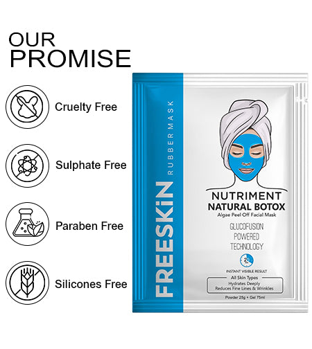 Nutriment Natural Botox Algae Peel-Off Rubber Mask Powder + Gel– Advanced Lifting, Smoothing & Age-Defying Rubber Facial Mask promises