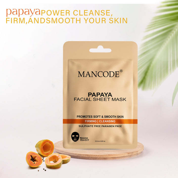 Papaya Facial Sheet Mask Pack of 3 | Skin Brightening, Tan Removal & Deep Nourishing Face Masks