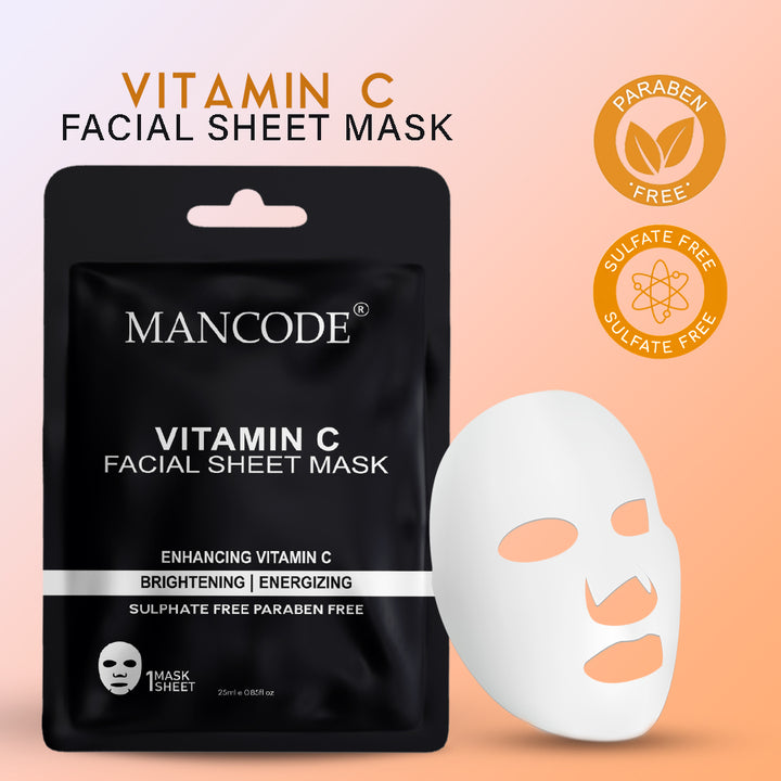 Vitamin C Facial Sheet Mask Pack of 3 | Brightening, Hydrating & Skin Glow Boosting Face Masks