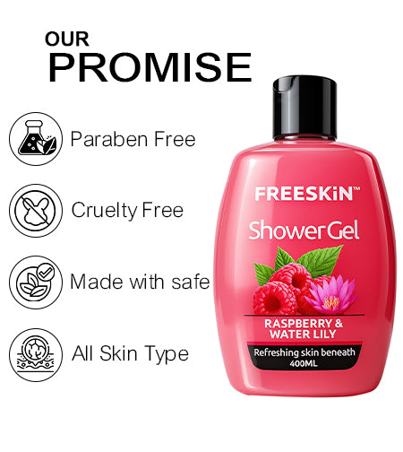 Raspberry & Water Shower Gel 400ml | Fruity Refreshing Body Wash | Hydrating, Gentle Cleansing & Soft Skin Shower Gel promises
