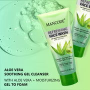 Refreshing Face Wash with Aloe Vera 100ml | Refreshing Deep Cleansing Face Wash for Men & Women | Hydrating Anti-Acne Gentle Cleanser | Soap-Free Formula