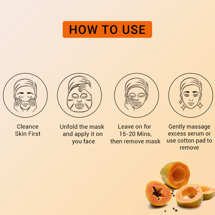 Papaya Facial Sheet Mask Pack of 3 | Skin Brightening, Tan Removal & Deep Nourishing Face Masks