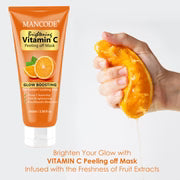 Vitamin C Peel Off Mask 100ml | Brightening Face Mask for Men | Removes Blackheads & Dead Skin | Glow Boosting Deep Cleansing Mask