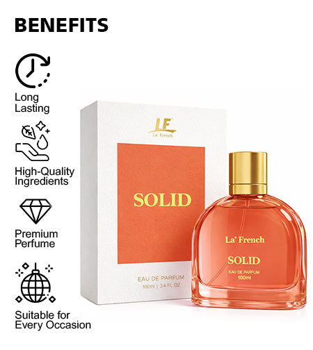 Solid Unisex Perfume 100ml – Long Lasting Eau De Parfum | Warm Woody Floral Luxury Fragrance for Men & Women promises