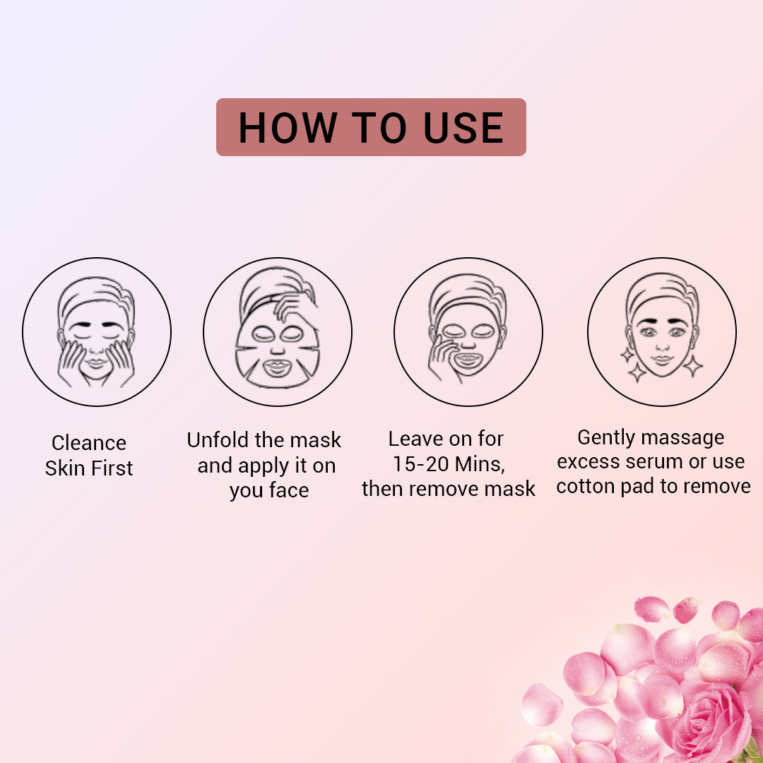 Rose Facial Sheet Mask Pack of 3 | Hydrating, Soothing & Glow Enhancing Face Masks