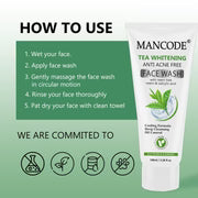 Tea Whitening Anti-Acne Face Wash 100ml | Salicylic Acid Face Wash for Oily & Acne-Prone Skin | Neem Extract Deep Cleanser | Brightening & Oil Control