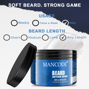 Beard Softener Cream 100ml | Soft Smooth Beard Cream for Men | Non-Greasy Beard Conditioner with Argan & Almond Oil | Paraben & Sulphate Free