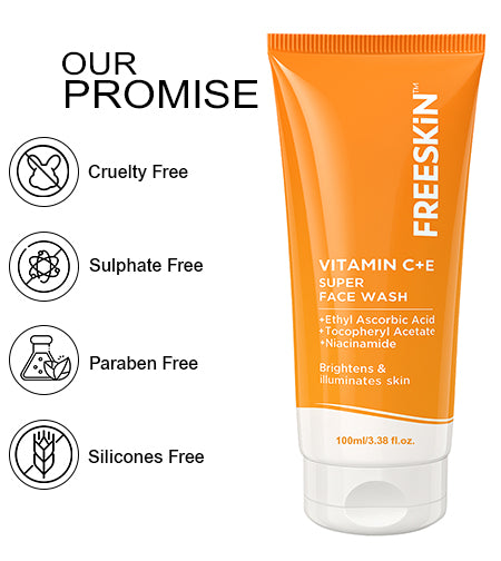 Vitamin C + E Super Face Wash 100ml | Brightening Face Cleanser with Niacinamide | Glow Boosting, Even Skin Tone & Antioxidant Protection promises