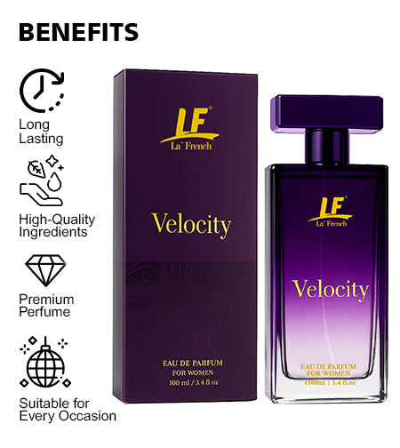 Velocity Perfume for Women 100ml – Long Lasting Eau De Parfum | Fresh Floral Bergamot Amber Sandalwood Fragrance promises