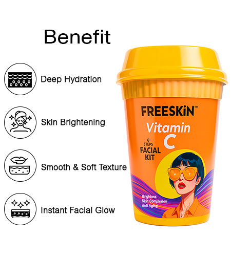 Vitamin C Facial Kit 60g | 6-Step Brightening Glow Facial Kit | Anti-Aging, Dark Spot & Skin Radiance Treatment for Even Skin Tone promises