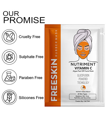 Vitamin C Algae Peel Off Facial Mask Kit | Brightens Skin Tone, Hydrates &; Nourishes | Suitable for All Skin Types | Powder 25g + Gel 75ml promises