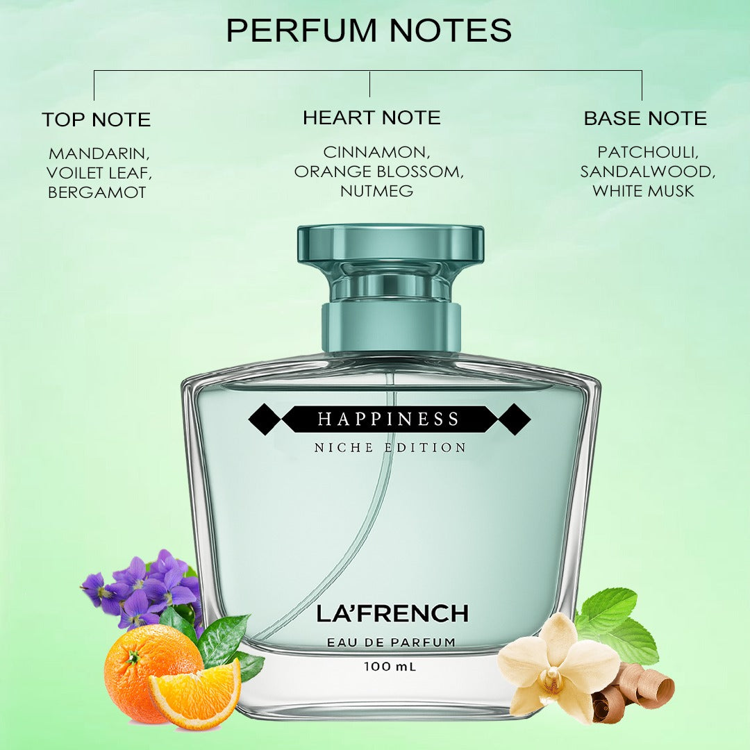 Happiness Perfume for Men & Women 100ml | Long Lasting Fresh Fruity Floral Fragrance | Premium Unisex Eau De Parfum | Uplifting & Joyful Scent