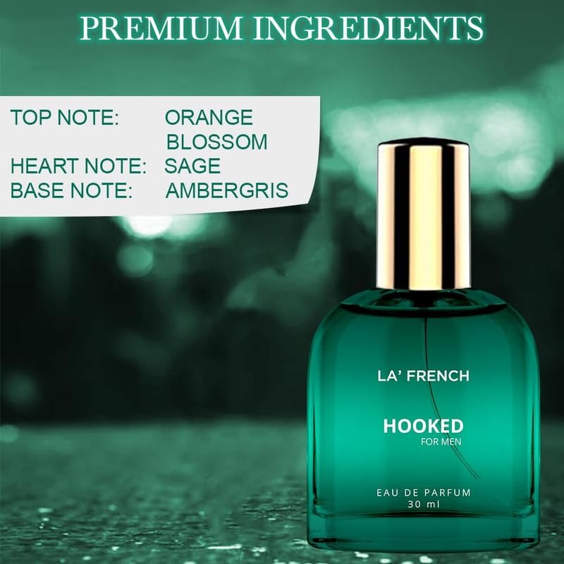 Hooked Perfume for Men 30ml | Long Lasting Fresh Spicy Woody Fragrance | Premium Eau De Parfum | Addictive & Confident Daily Wear Scent