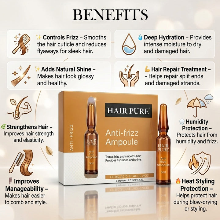 Anti-Frizz Hair Ampoule (5ml) is your go-to treatment for frizz control and silky, smooth hair.