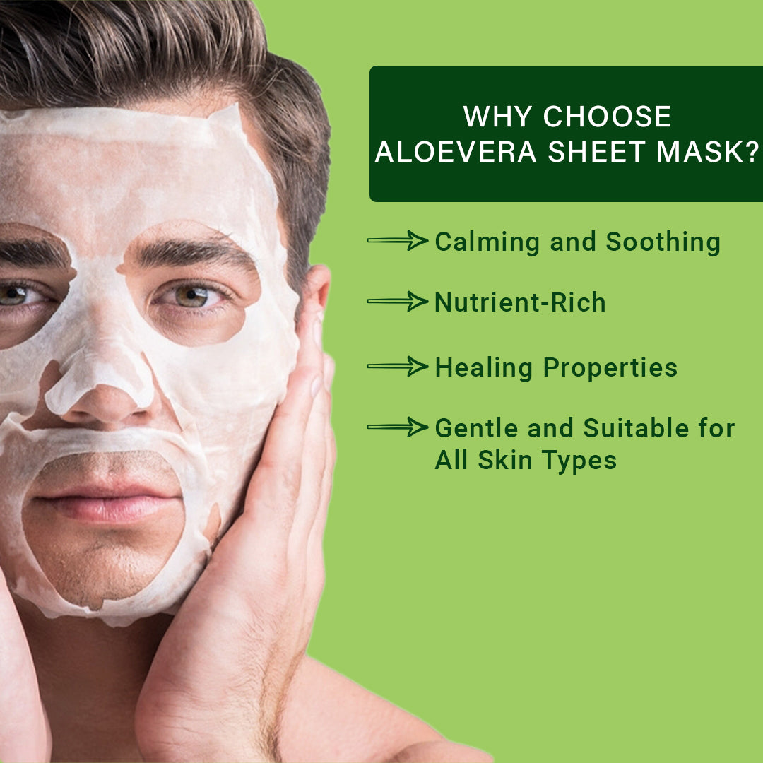 Aloe Vera Facial Sheet Mask Pack of 3 | Soothing, Hydrating & Skin Repair Face Masks