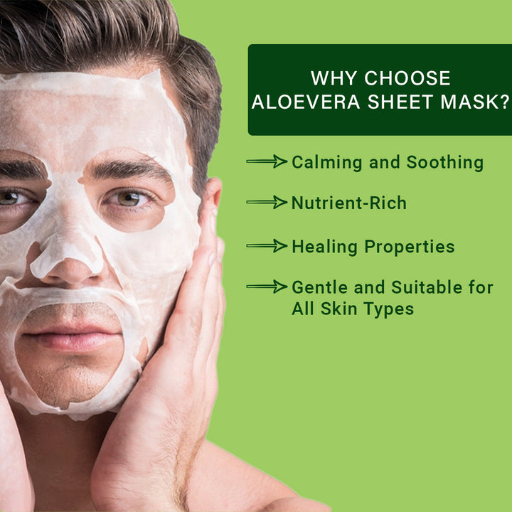 Aloe Vera Facial Sheet Mask Pack of 3 | Soothing, Hydrating & Skin Repair Face Masks