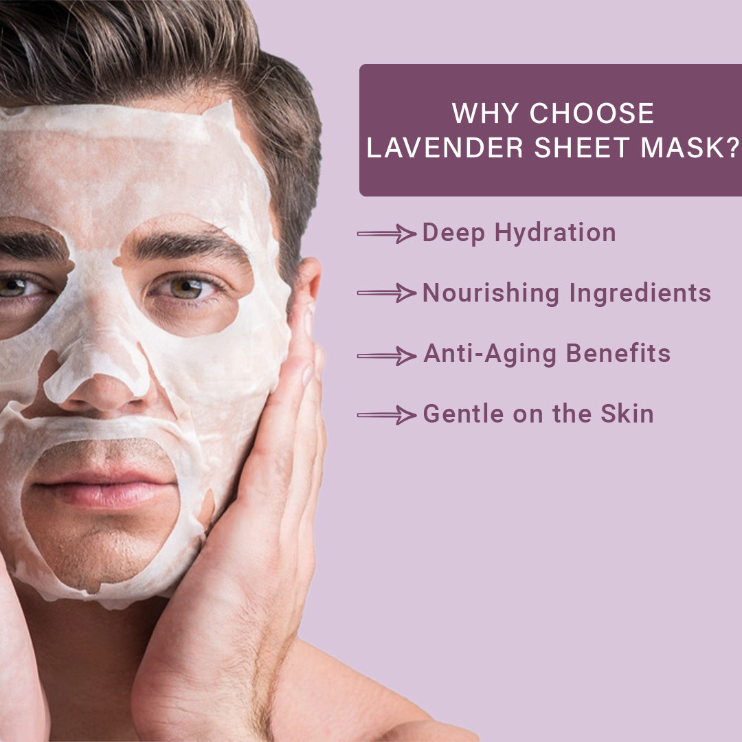 Lavender Facial Sheet Mask Pack of 3 | Calming, Hydrating & Skin Relaxing Face Masks
