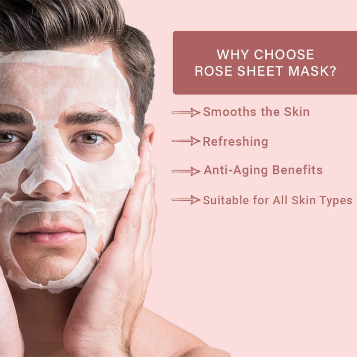 Rose Facial Sheet Mask Pack of 3 | Hydrating, Soothing & Glow Enhancing Face Masks