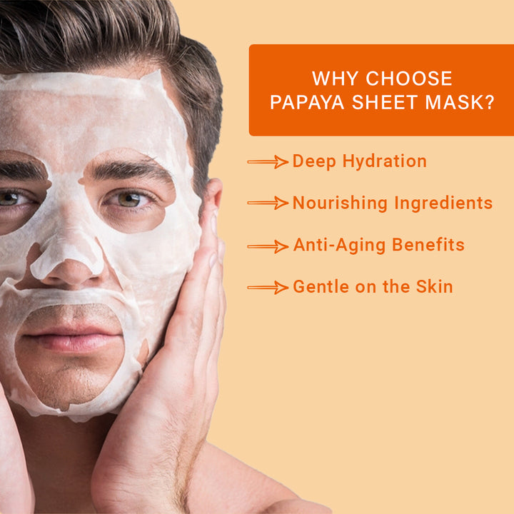 Papaya Facial Sheet Mask Pack of 3 | Skin Brightening, Tan Removal & Deep Nourishing Face Masks