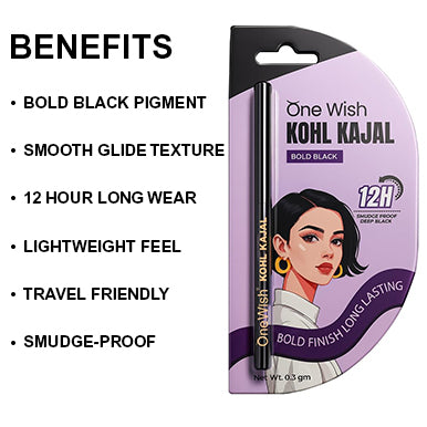 Kohl Kajal Bold Black 0.3g – Smudge-Proof, Waterproof & Long-Lasting Eye Kajal promises
