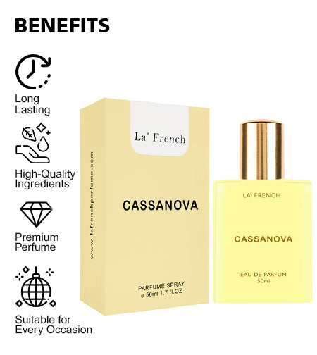 Casanova Perfume for Men & Women 50ml | Long Lasting Romantic Woody Spicy Unisex Fragrance | Premium Eau De Parfum | Seductive & Elegant Scent promises