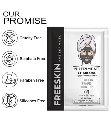 Charcoal Algae Peel Off Mask Powder + Gel (25g + 75ml) | Deep Detox Face Mask | Blackhead Removal, Oil Control & Pore Cleansing Treatment promises
