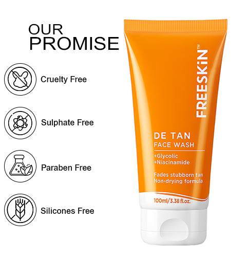 Detan Face Wash 100ml | Glycolic Acid & Niacinamide Cleanser | Tan Removal, Brightening & Deep Cleansing Facewash for Clear Skin promises
